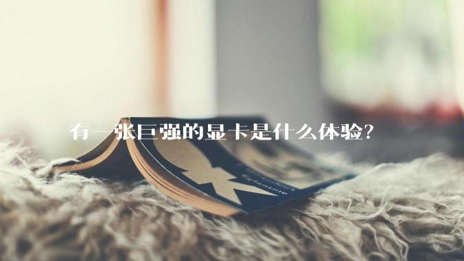 有一张巨强的显卡是什么体验？